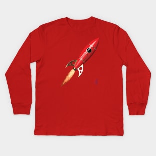 Red Retro Rocket Kids Long Sleeve T-Shirt